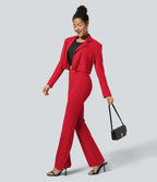Pantalon tailleur légèrement évasé taille haute avec poches arrière Halara Flex™