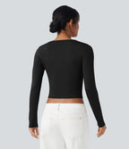 T-shirt décontracté col rond manches longues