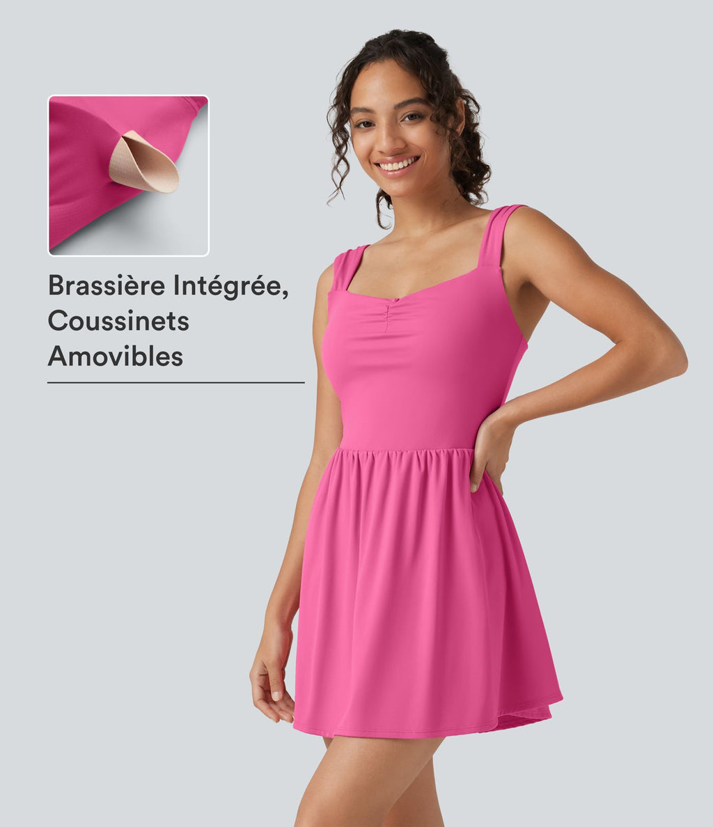Robe-short mini SoftlyZero™ Plush à encolure cœur avec coussinets amovibles, poches et bonnets B à E, accès facile Easy Peasy