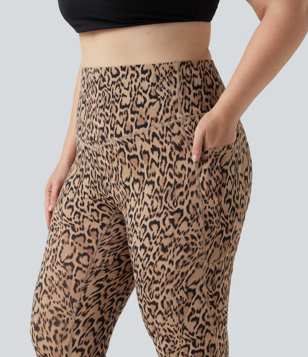 Legging de yoga grande taille Halara UltraSculpt™ taille haute gainant imprimé léopard avec poches