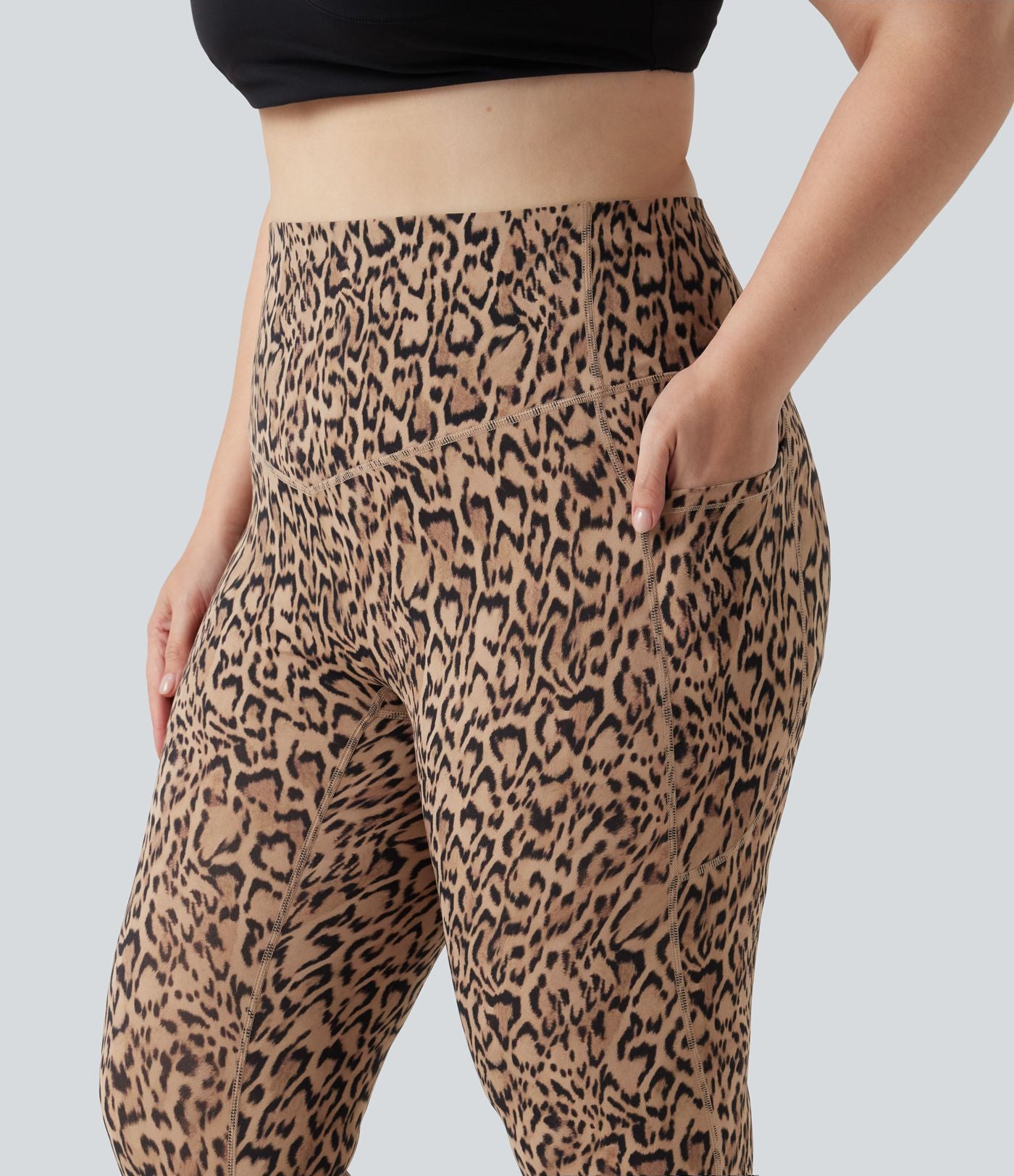 Legging de yoga grande taille Halara UltraSculpt™ taille haute gainant imprimé léopard avec poches