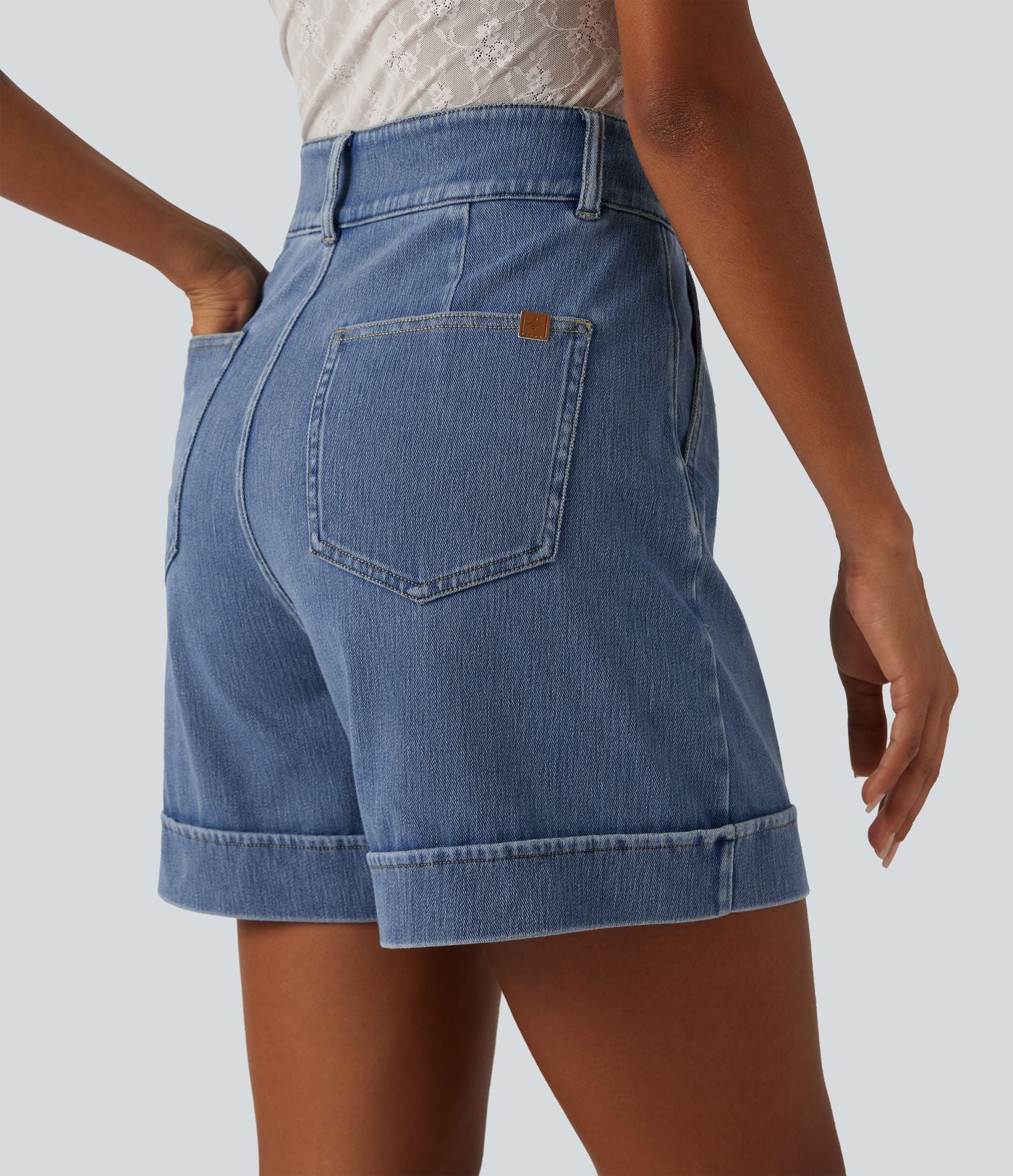 Short en jean casual taille haute Halara Flex™ 12,5 cm avec poches