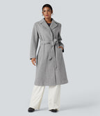 Manteau polaire long ceinturé manches longues avec poches