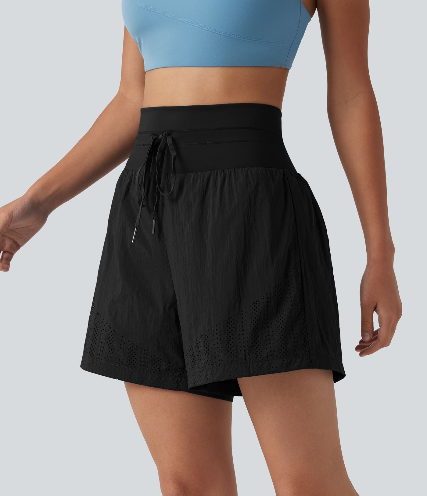 Short de course taille haute à œillets et cordon de serrage 12,5 cm avec poche
