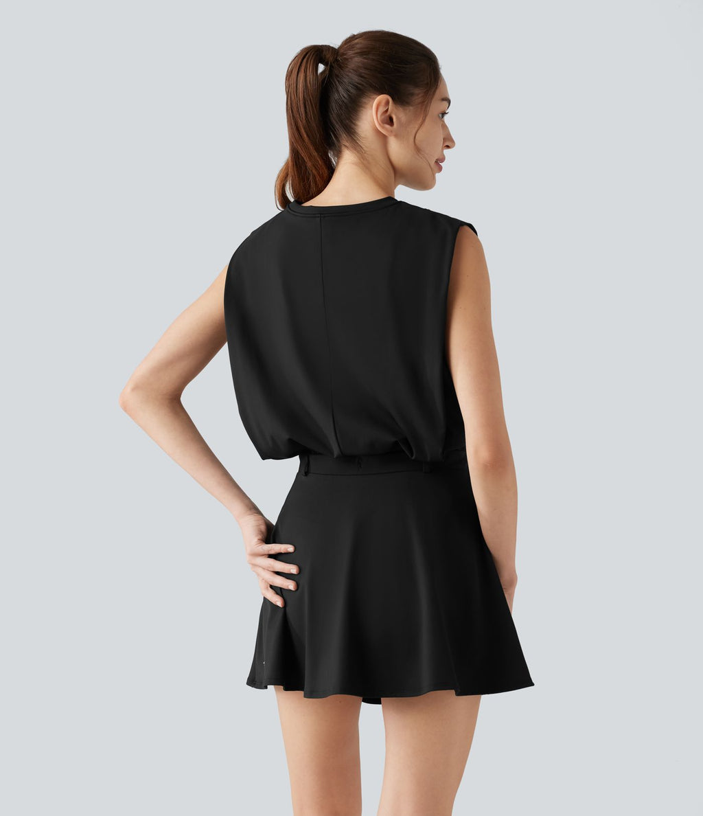 Robe de sport mini SoftlyZero™ Airy effet frais InstantCool sans manches, col rond, cordon ajustable, short amovible avec poches, protection solaire UPF50+