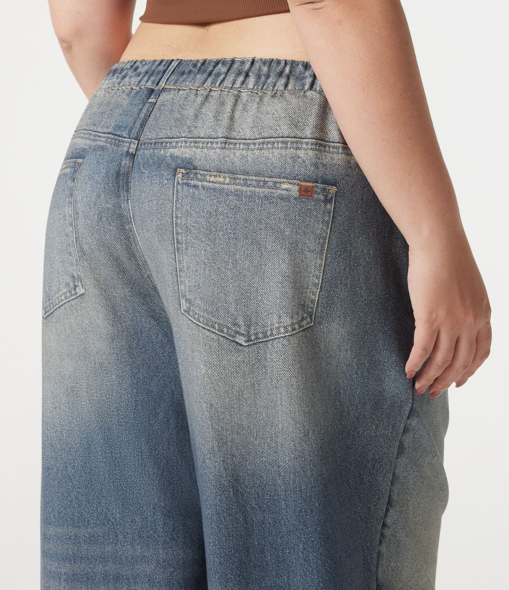 Pantalon jogging grande taille en molleton French Terry effet jean avec poches