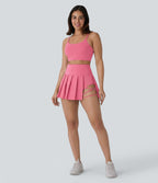 Jupe-short de danse mini Breezeful™ à taille haute, plissée, 2-en-1, avec poches latérales et arrière, ourlet asymétrique et séchage rapide