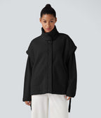 Veste Sherpa 2-en-1 col montant avec nœud et poches