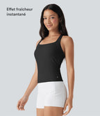 Débardeur de course crop top dos nu col carré bretelles croisées Softlyzero™ Airy Cool Touch - longueur rallongée - UPF50+