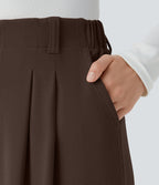 Halara Flex™ Pantalon Tailleur Large Fluide Gaufré Taille Haute Poches Latérales