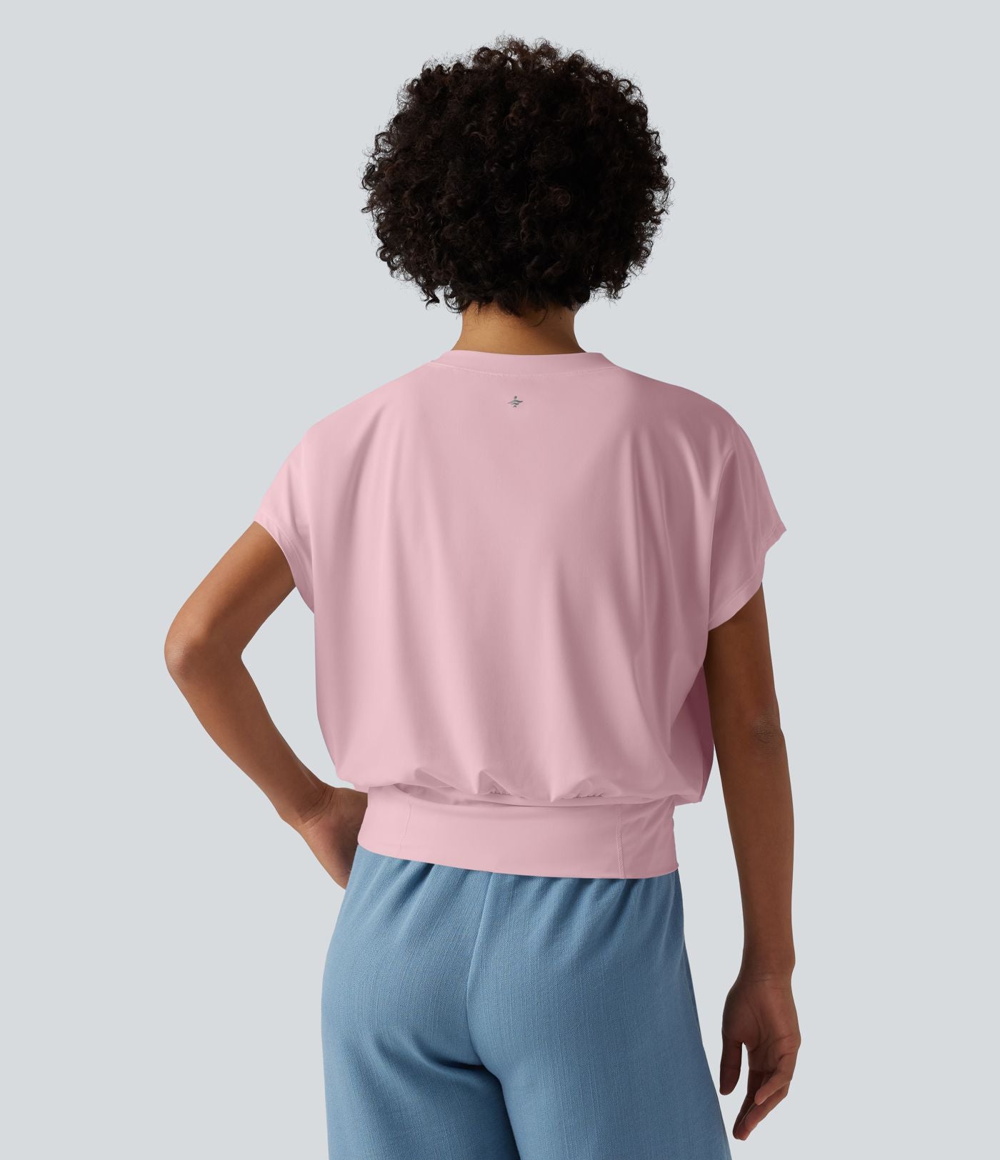 Haut de sport yoga oversize col V à manches courtes effet frais InstantCool à séchage rapide