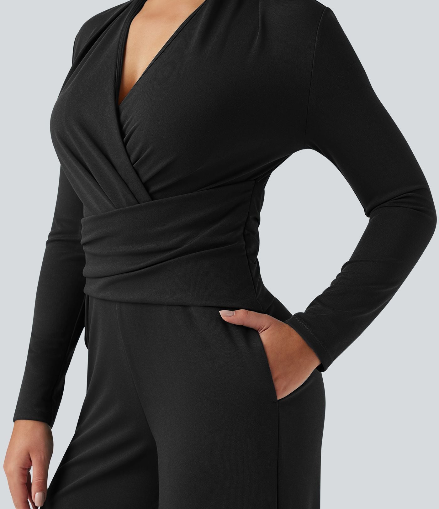 Combinaison tailleur col V manches longues avec zip et poches - Easy Peasy