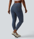 Halara Flex™ Jeggings casual 7/8 taille haute en lyocell drapé effet denim, avec poches