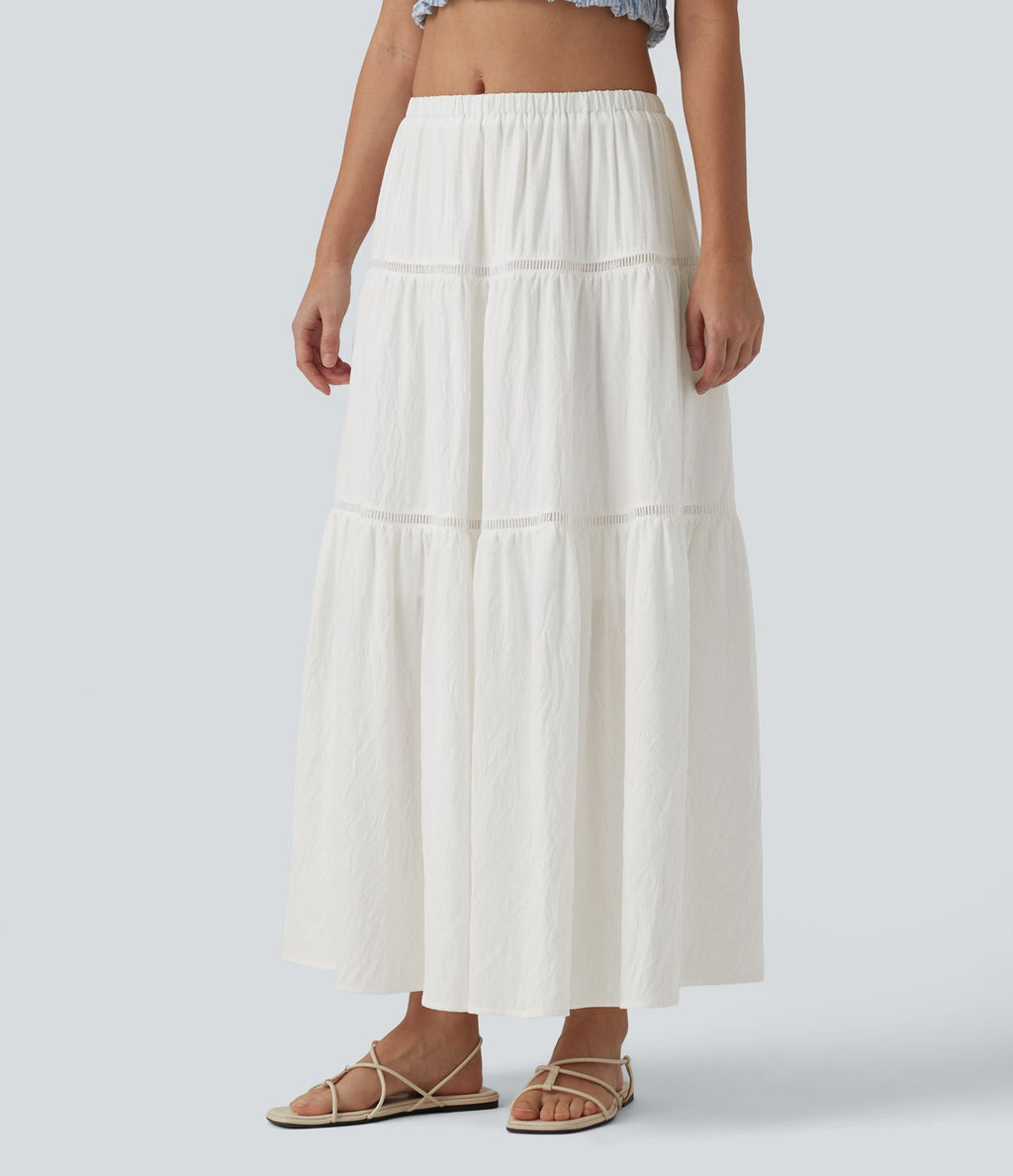 Jupe maxi fluide taille mi-haute