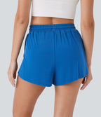 Short décontracté 2-en-1 taille haute avec cordon de serrage et poche latérale