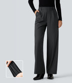 Pantalon de travail Halara Flex™ droit à rayures, taille haute, avec poches
