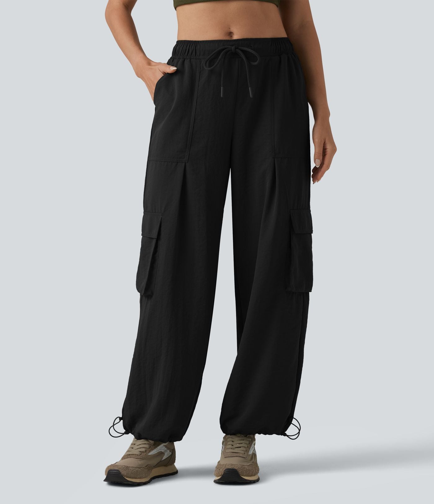 Jogging cargo coupe ballon taille mi-haute avec cordon de serrage et poches