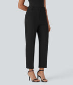 Pantalon de costume taille moyenne longueur cheville jambe droite avec poches latérales