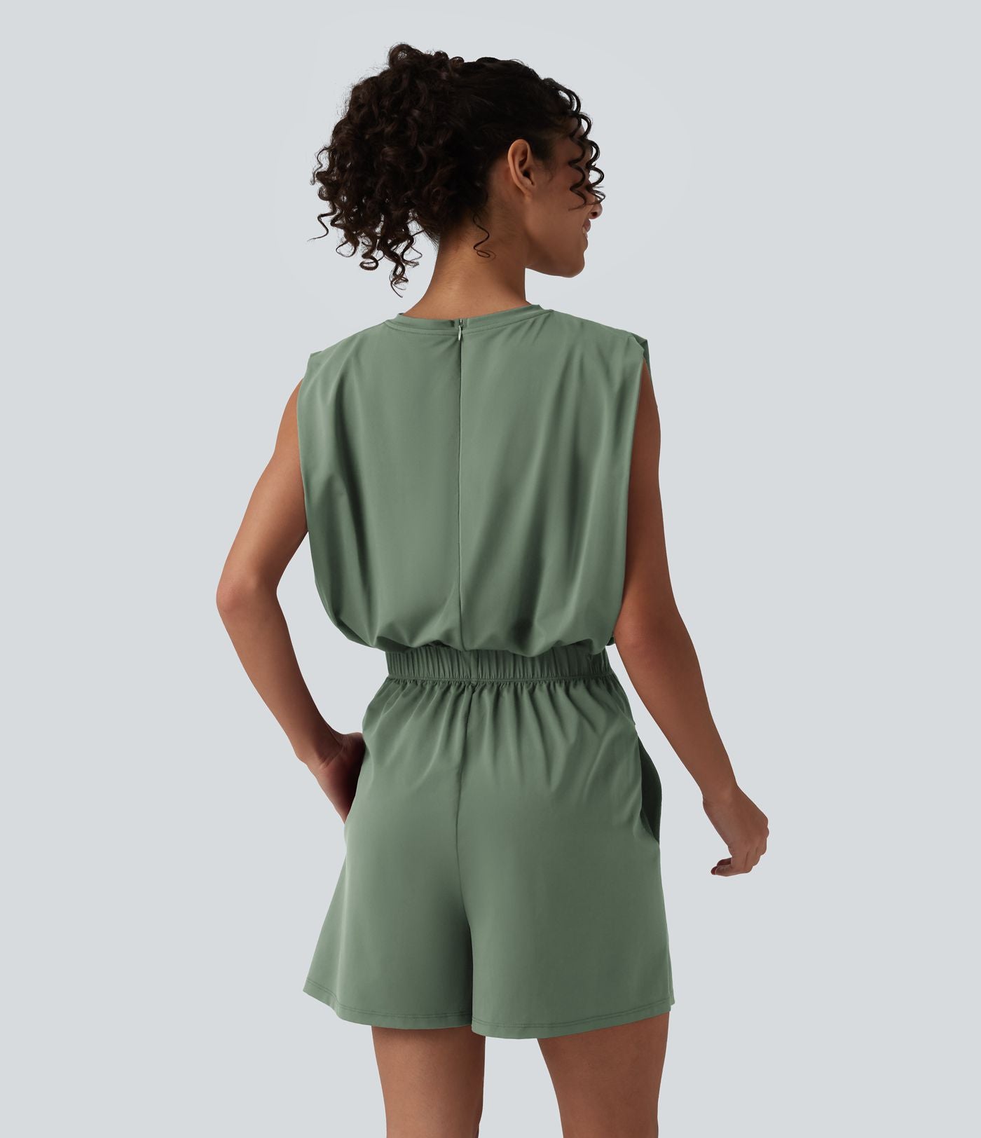 Combishort décontracté col rond sans manches effet frais InstantCool avec nœud frontal et poches, accès facile Easy Peasy, protection solaire UPF50+