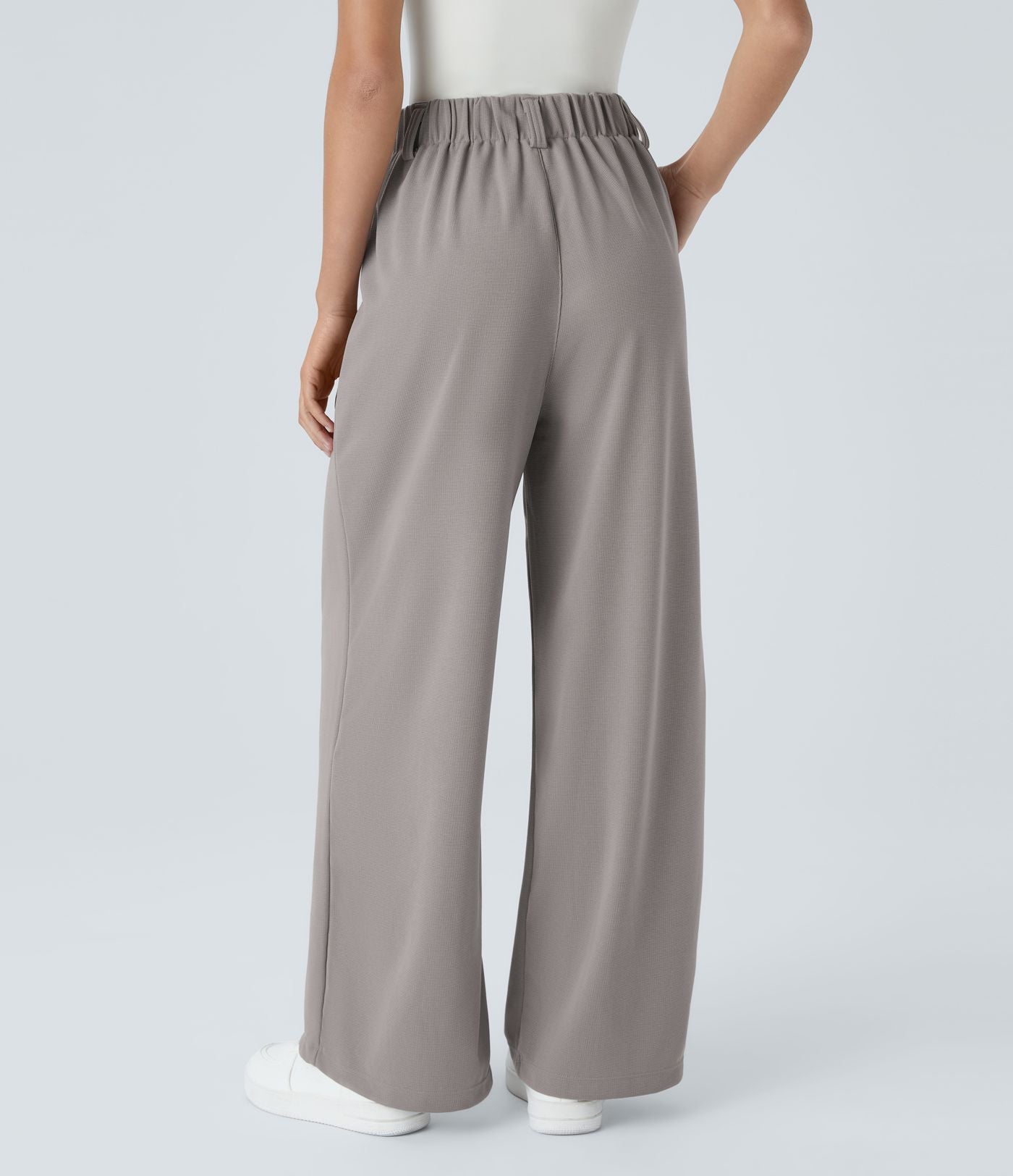 Halara Flex™ Pantalon Tailleur Large Fluide Gaufré Taille Haute Poches Latérales