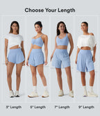 Short de course 2 en 1 SoftlyZero™ QuickDry taille haute, effet ventre plat, pois réfléchissants, ourlet croisé, 23 cm, avec poches