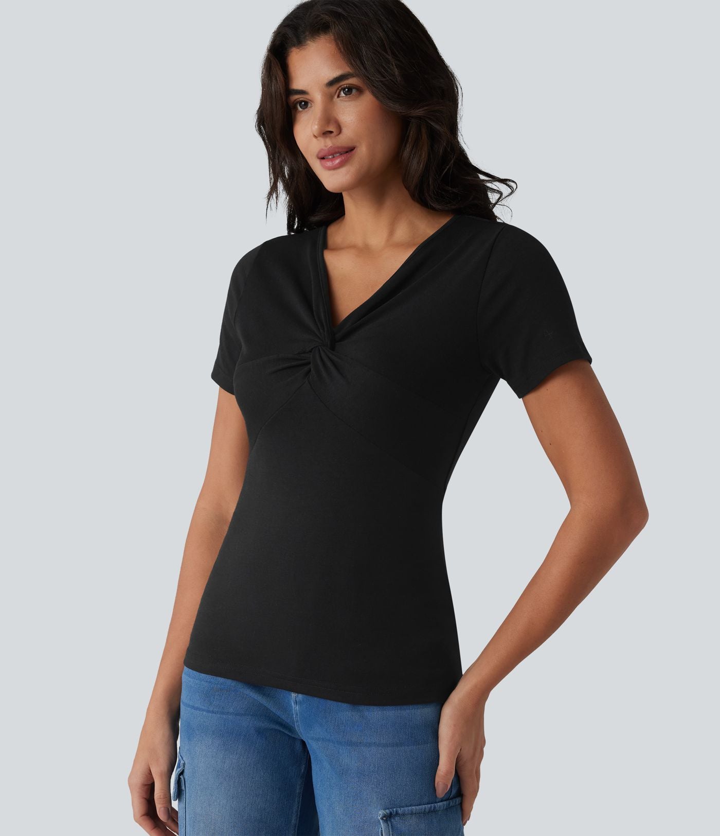 T-shirt casual col V à manches courtes