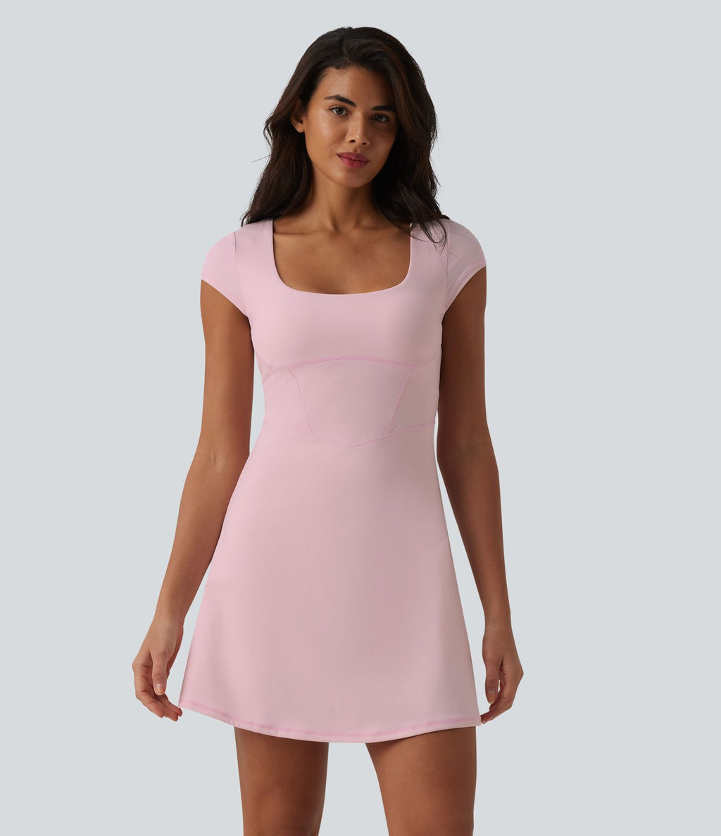 Robe décontractée mini 2-en-1 Softlyzero™ Plush à col carré style corset avec poche