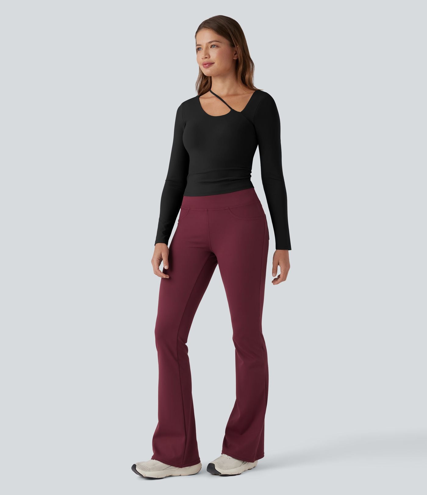 Haut de yoga SoftlyZero™ Plush push-up asymétrique à manches longues