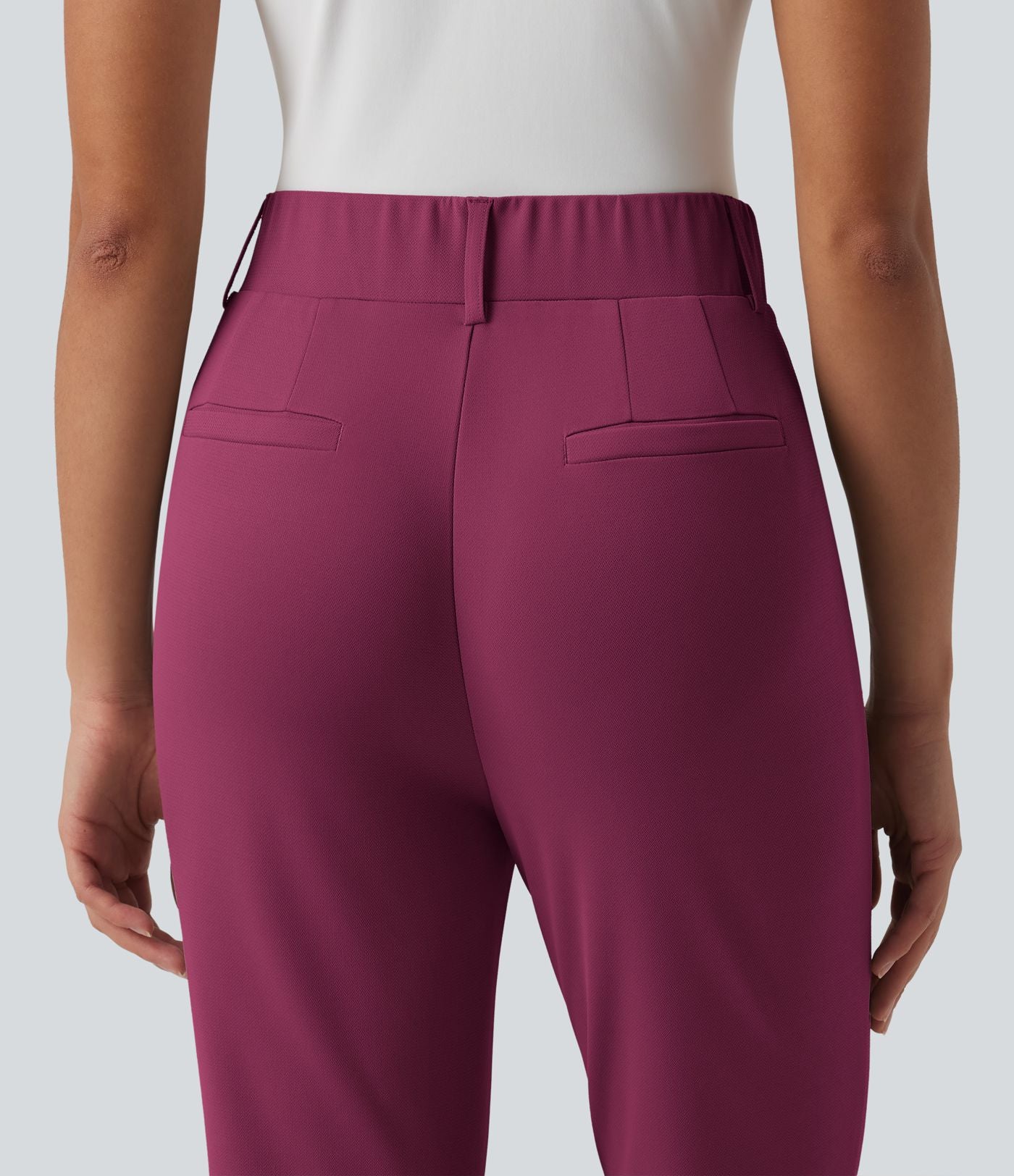 Pantalon de golf fuselé crêpe taille haute avec poches