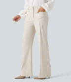 Pantalon tailleur évasé taille haute avec poches