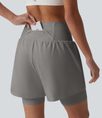 Short de yoga SoftlyZero™ Airy 2-en-1 taille ultra-haute effet frais InstantCool 17,5 cm avec poches