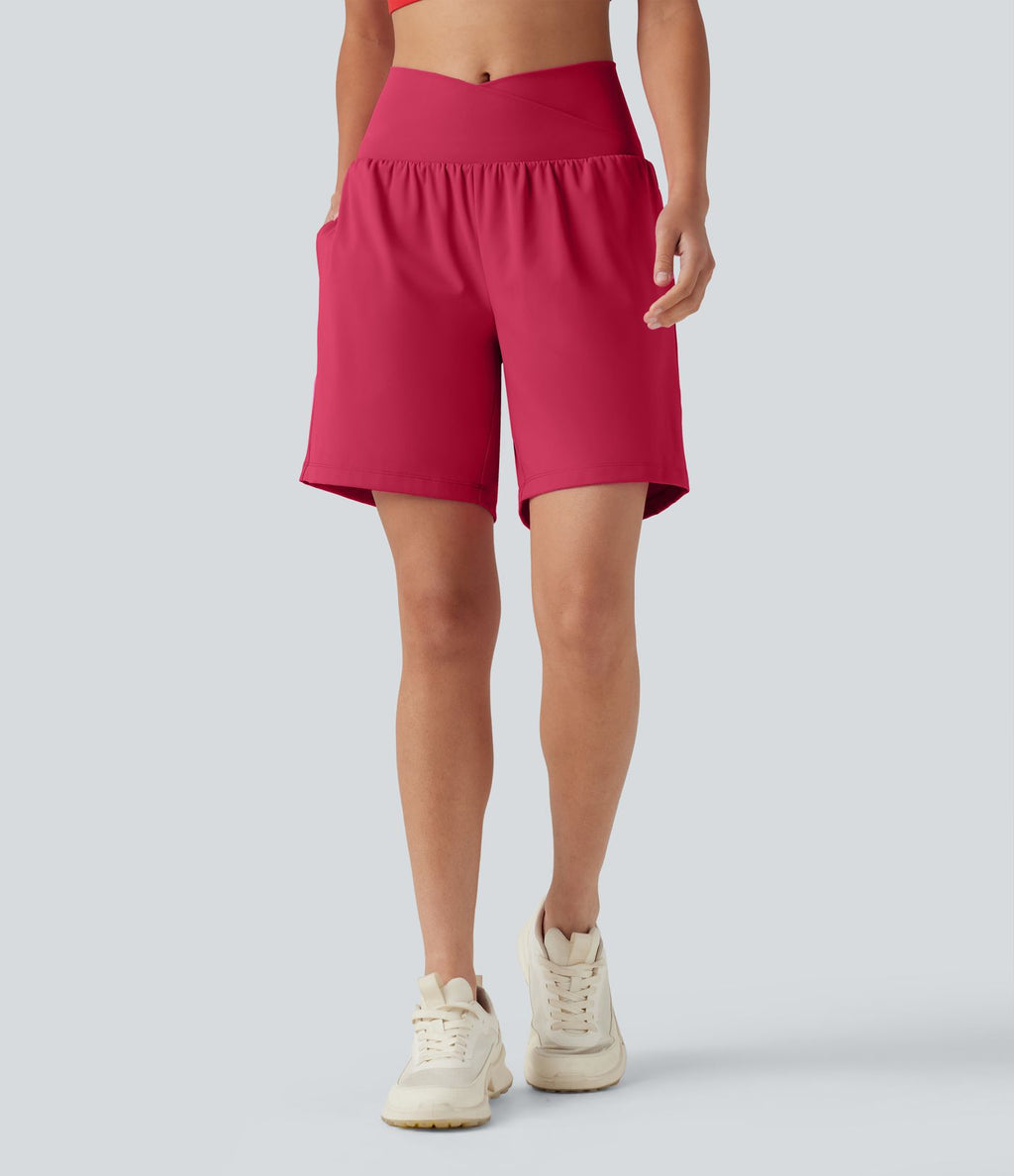 Short de yoga SoftlyZero™ Airy 2-en-1, taille haute, croisé, à effet frais InstantCool, 17,5 cm, avec poches