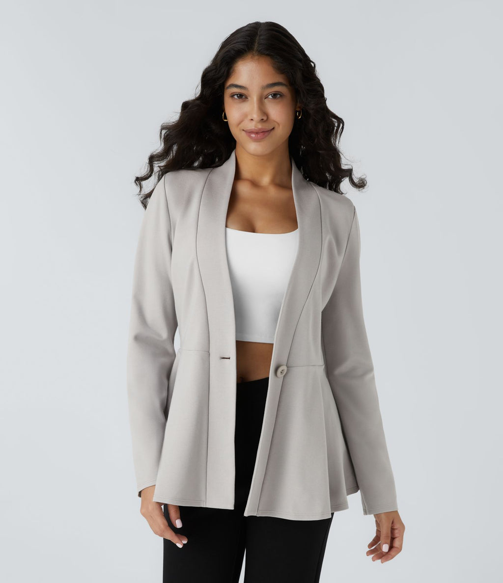 Veste péplum de travail col en V avec un bouton
