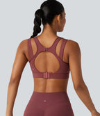 Brassière de sport de running maintien fort col V dos nu avec boucle ajustable et coussinets non amovibles