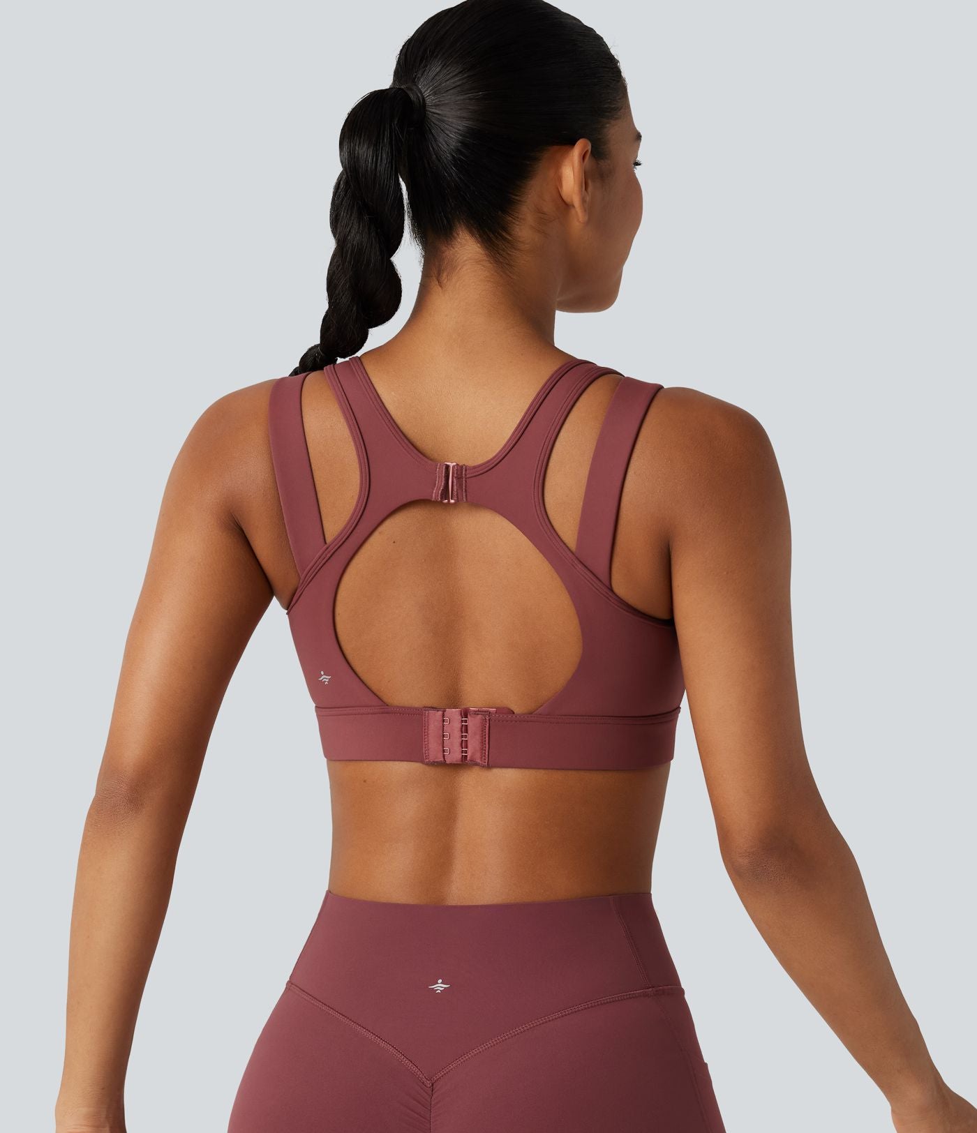 Brassière de sport de running maintien fort col V dos nu avec boucle ajustable et coussinets non amovibles