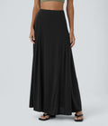 Jupe Évasée Casual Longue Fermeture Éclair Latérale Taille Haute