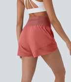 Breezeful™ Short yoga taille haute avec poche arrière ourlet croisé séchage rapide