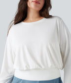 Top grande taille col rond manches longues