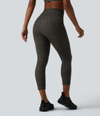 Legging corsaire de yoga Halara UltraSculpt™ imprimé à carreaux taille haute avec cordon de serrage et poches