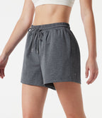 Short de sport, taille haute, cordon de serrage, séchage rapide, 7,5 cm, à poches