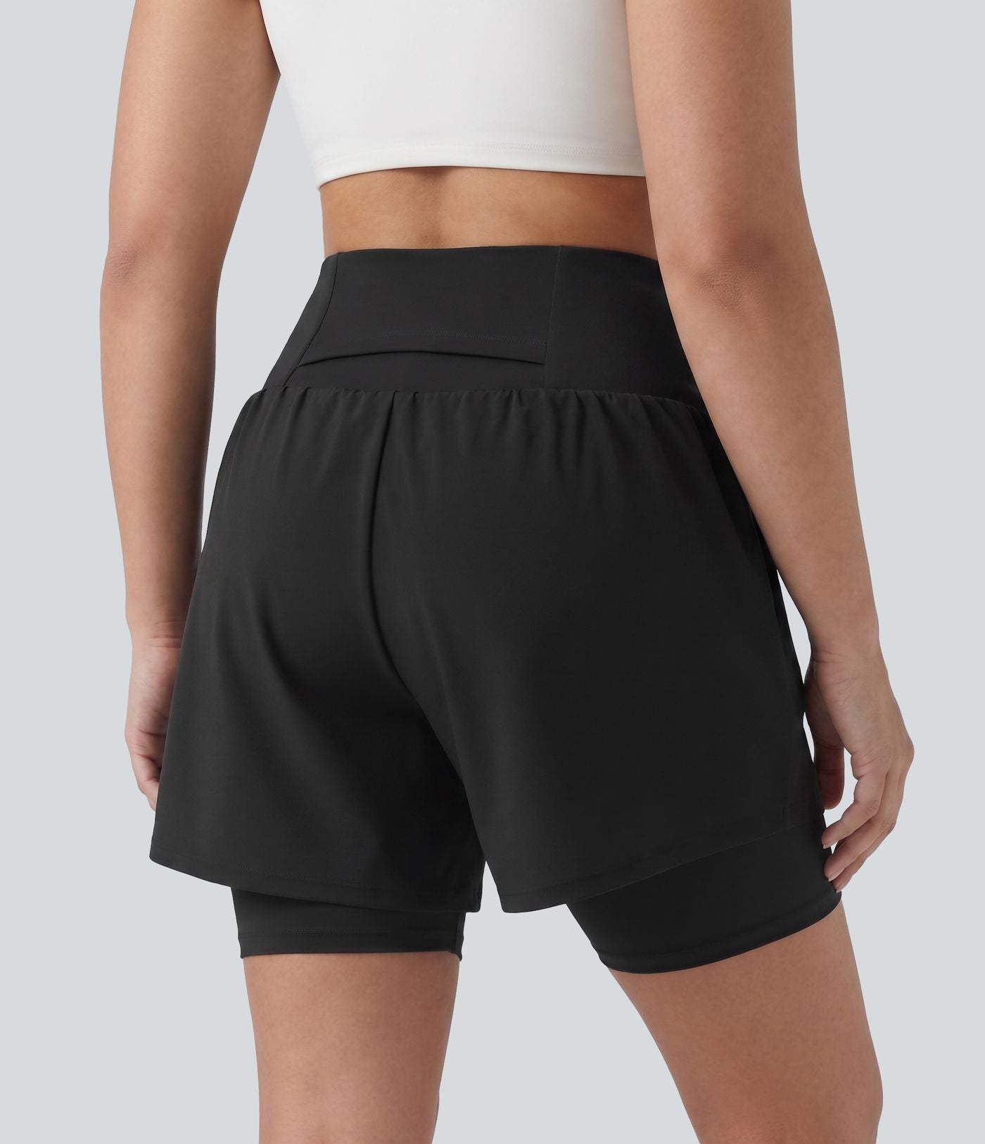 Short de yoga 2-en-1 grande taille à taille très haute en SoftlyZero™ Airy à effet frais InstantCool 17,5 cm avec poches
