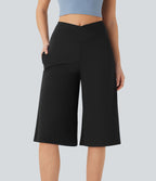 Pantacourt de yoga Cool Touch Softlyzero™ aérien à taille haute croisée, jambe large et poches