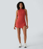 Robe de Tennis Mini Sport 2 Pièces avec Fermeture Éclair Dos Nageur et Poches Latérales Fendues