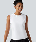 Débardeur de course à col rond en SoftlyZero™ Airy et mesh contrastant respirant à effet frais InstantCool, protection solaire UPF50+