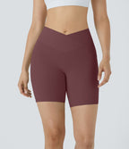 Softlyzero™ Short 17,5cm Yoga Taille Haute Crossover avec Poches Latérales