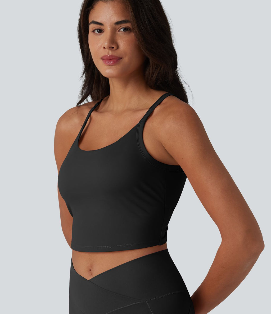 Brassière de yoga courte col U avec découpes et brassière intégrée
