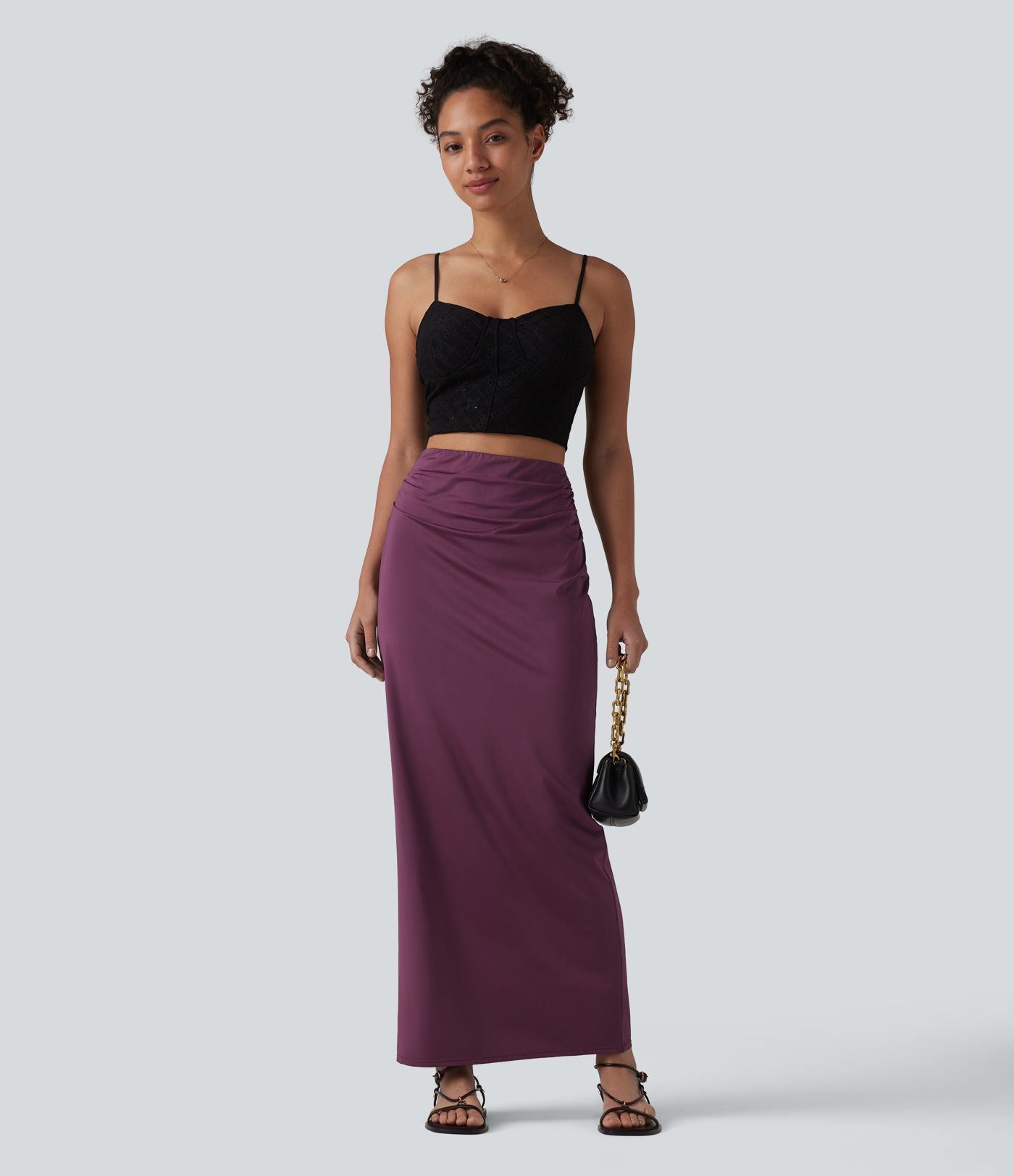 Jupe crayon longue taille haute effet frais InstantCool avec fronces