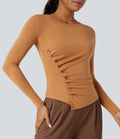 T-shirt tailleur col rond ourlet asymétrique manches longues