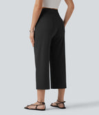 Pantalon coupe droite DayStretch décontracté court, taille haute, à poches