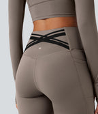 Legging running polaire thermique gainant croisé dos taille haute Halara UltraSculpt™ Heat avec poches